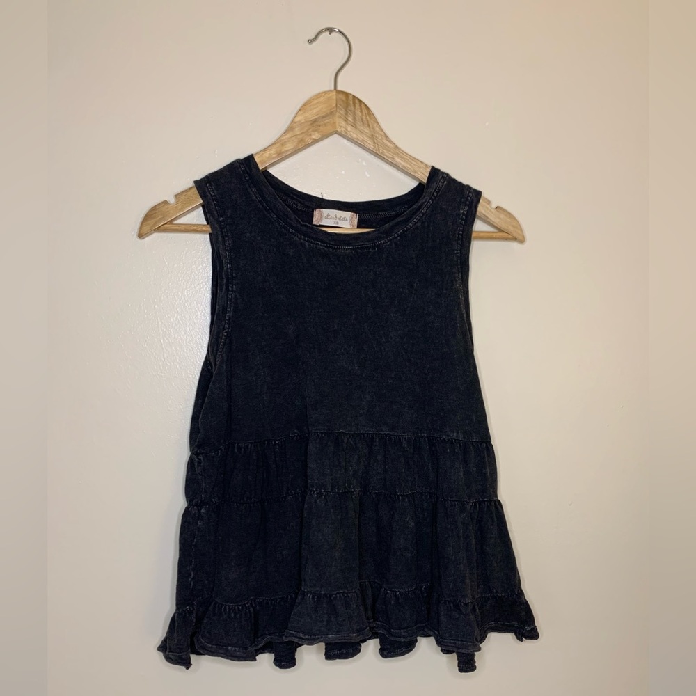 Altar’d State Charcoal Grey Ruffle Tank Top Size XS